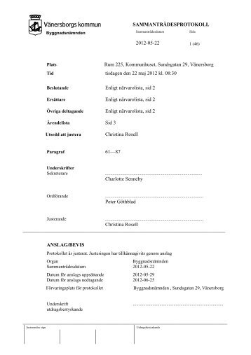 ByggnadsnÃ¤mndens protokoll 2012-05-22.pdf - VÃ¤nersborgs kommun