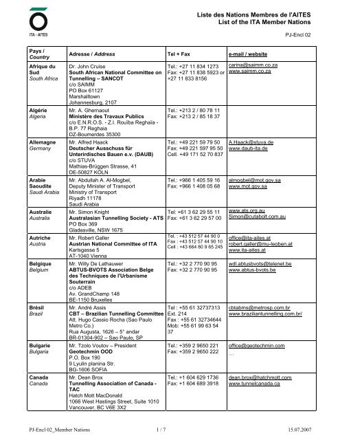 Liste des Nations Membres de l'AITES List of the ITA ... - Dftu.dk