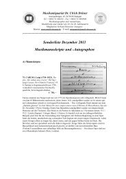 Manuskripte und Autographen - Musikantiquariat Dr. Ulrich DrÃ¼ner