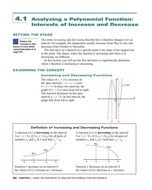 Intervals of Increase and Decrease