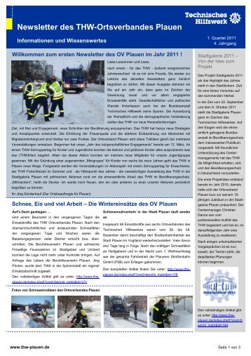 Newsletter des THW-Ortsverbandes  Plauen - THW Ortsverband ...