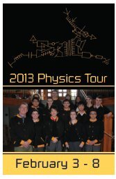February 3 - 8 2013 Physics Tour - Shawnigan Lake School