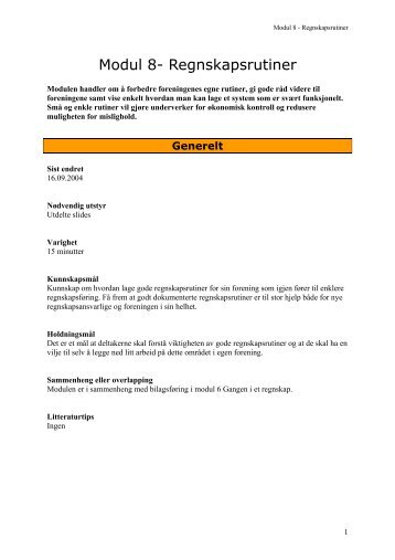 Modul 8- Regnskapsrutiner - SiO