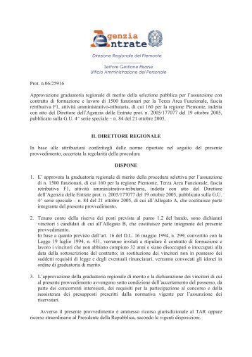 Provvedimento - Direzione regionale Piemonte - Agenzia delle Entrate