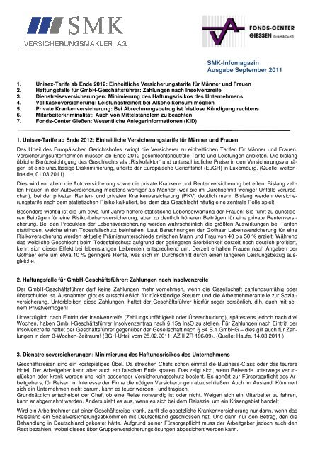 Smk Infomagazin Herunterladen Smk Versicherungsmakler Ag