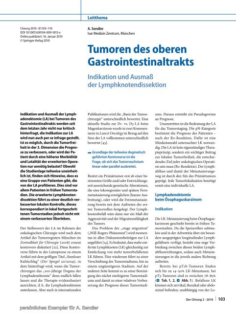 Tumoren des oberen Gastrointestinaltrakts - ResearchGate