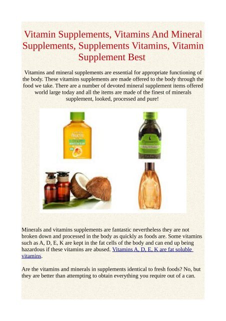 Vitamin Supplements, Vitamins And Mineral Supplements, Supplements Vitamins, Vitamin Supplement Best