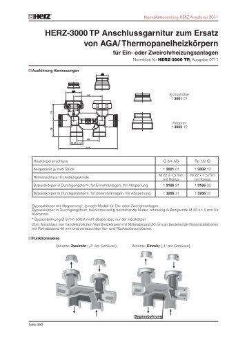 HERZ-3000 TP Anschlussgarnitur zum Ersatz von AGA ...