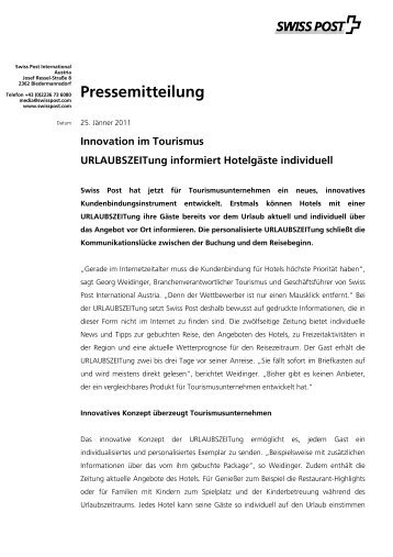 Pressemitteilung Urlaubszeitung