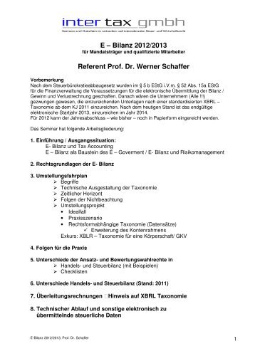 E – Bilanz 2012/2013 Referent Prof. Dr. Werner ... - Inter Tax GmbH