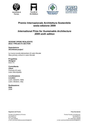 pdf info - Premio Internazionale Architettura Sostenibile