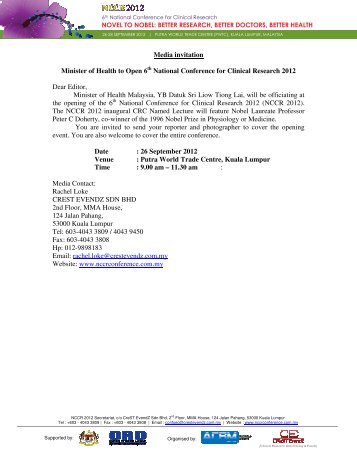 Media invitation Minister of Health to Open 6 National Conference ...