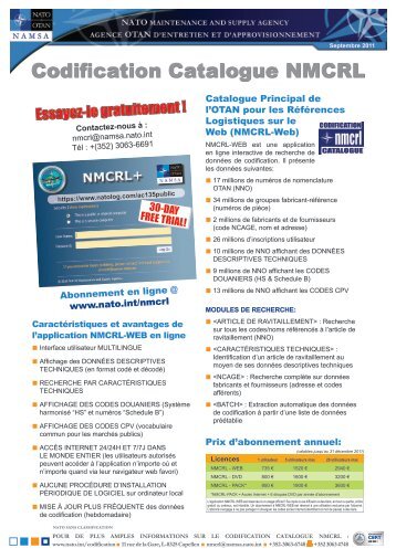 Codification Catalogue NMCRL - NSPA - Nato