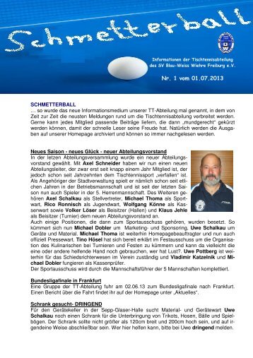 Ausgabe Nr. 1 - SV Blau-Weiss-Wiehre Freiburg eV