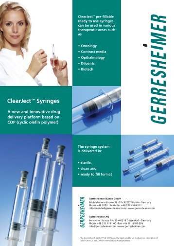 ClearJectâ¢ Syringes - Gerresheimer