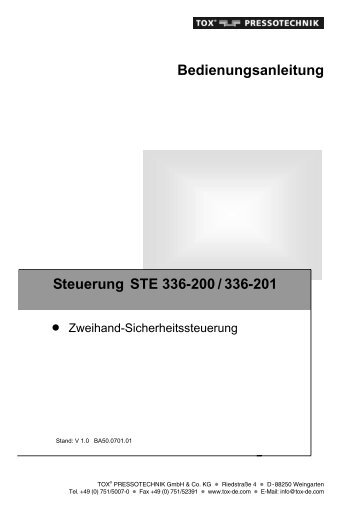 Bedienungsanleitung Steuerung STE 336-200/336-201 - TOX ...