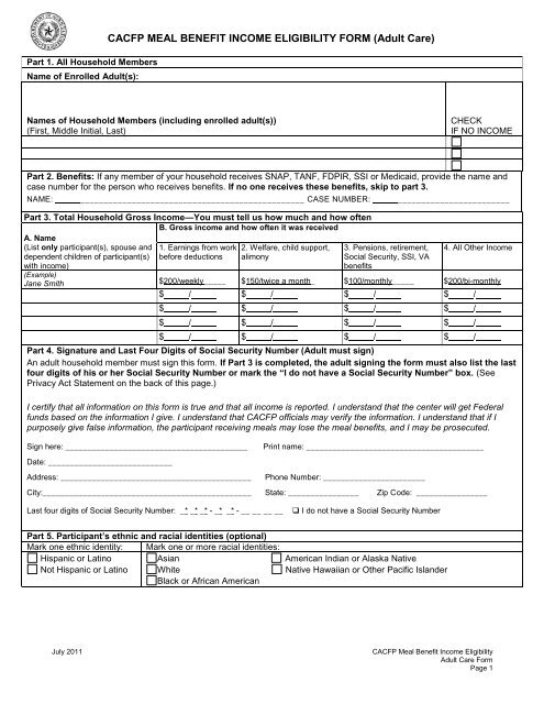 Cacfp Income Eligibility Form 2022 2023 - Printable Forms Free Online