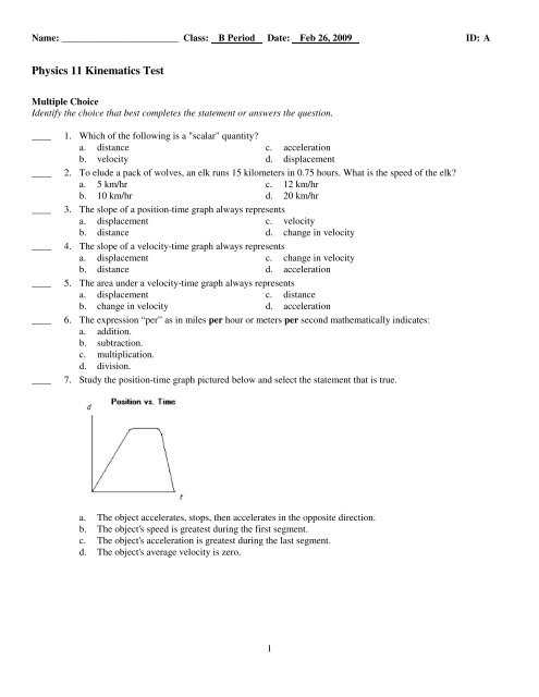 ExamView - kinematics15.tst