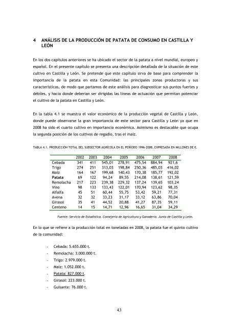 Plan EstratÃ©gico de la Patata de Castilla y LeÃ³n 2010-2013