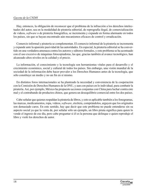 Gaceta NÂ° 167 - ComisiÃ³n Nacional de los Derechos Humanos