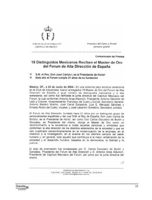 Gaceta NÂ° 167 - ComisiÃ³n Nacional de los Derechos Humanos