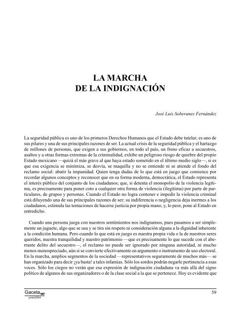 Gaceta NÂ° 167 - ComisiÃ³n Nacional de los Derechos Humanos