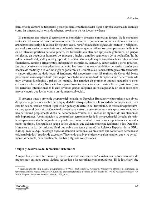 Gaceta NÂ° 167 - ComisiÃ³n Nacional de los Derechos Humanos