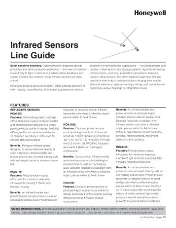 Infrared Sensors Line Guide - Honeywell Sensing and Control