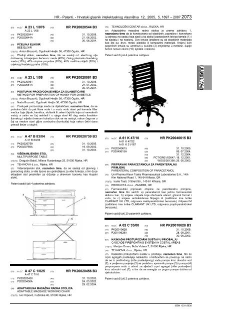 hrvatski glasnik intelektualnog vlasniÅ¡tva 05/2005 - DrÅ¾avni zavod ...