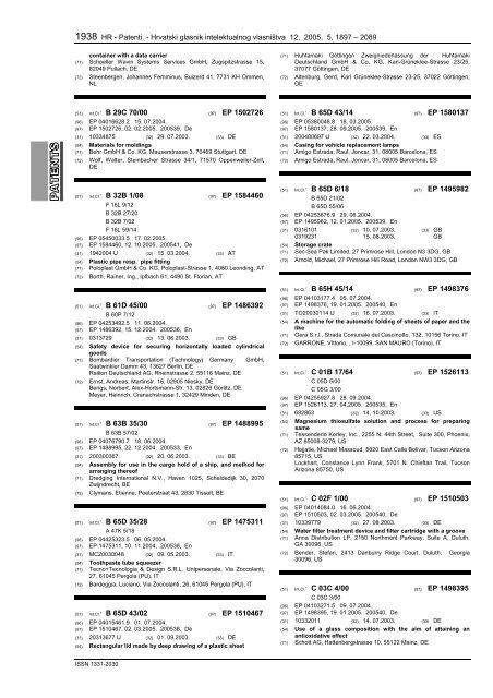 hrvatski glasnik intelektualnog vlasniÅ¡tva 05/2005 - DrÅ¾avni zavod ...