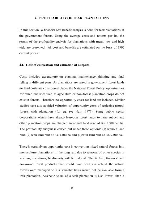 TEAK PLANTATIONS IN NILAMBUR - Kerala Forest Research Institute