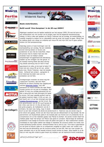 Nieuwsbrief Wilderink Racing OTTINK SLIJTERIJ De Collega's - SADS