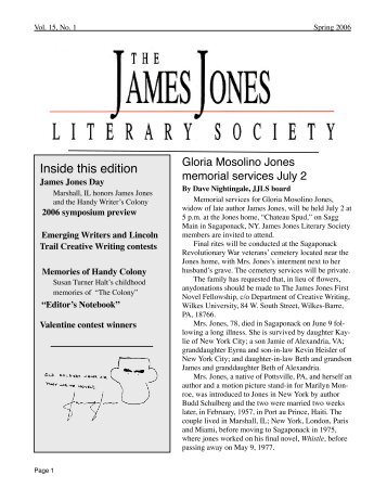 Vol. 15, No. 1, Spring 2006 - the Web Pages of the James Jones ...