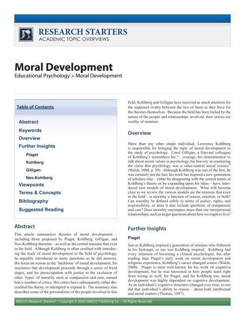 Kohlberg Moral Development Ages Chart