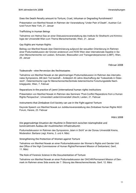 Jahresbericht 2008 - Ludwig Boltzmann Institut für Menschenrechte ...