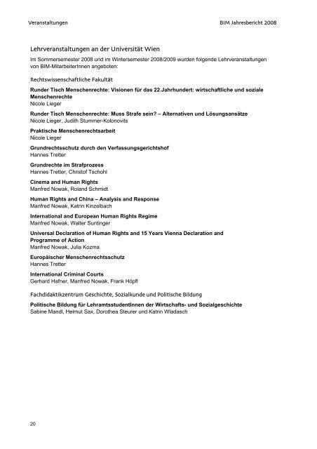 Jahresbericht 2008 - Ludwig Boltzmann Institut für Menschenrechte ...