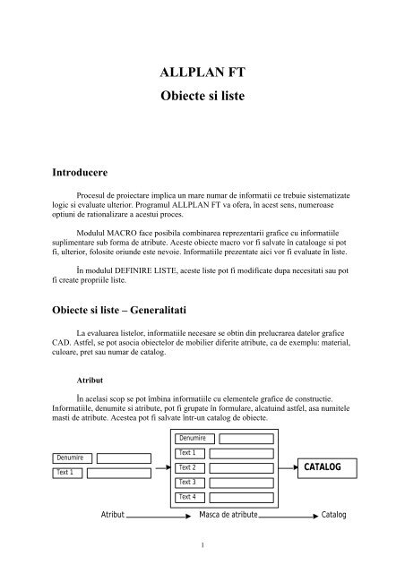 ALLPLAN FT Obiecte si liste - proiectare arhitectura constructii