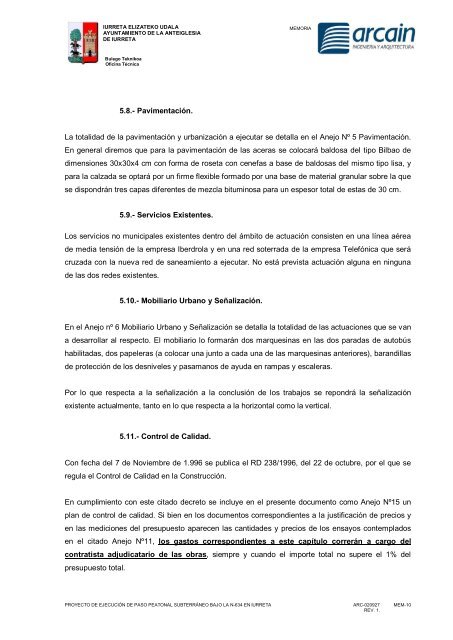 memoria explicativa de los trabajos que integran la prestaciÃ³n