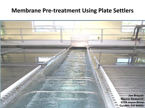 Membrane Pre-treatment Using Plate Settlers - Ohiowater.org