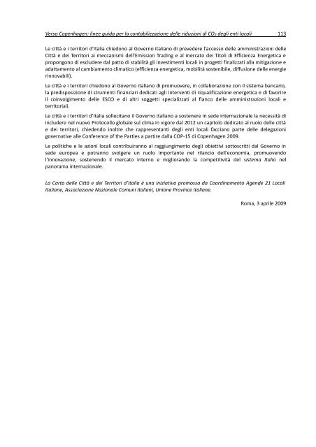 Le linee guida per la contabilizzazione delle riduzione di CO2 degli ...