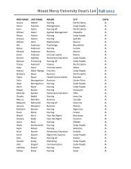 Fall 2012 Dean's List - Mount Mercy University