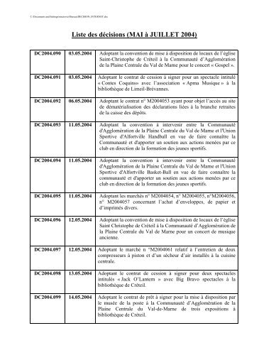 DÃ©cisions du 3 mai au 29 juillet 2004 - CommunautÃ© d ...