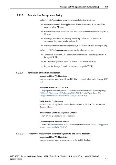 DICOM Conformance Statement - Sectra