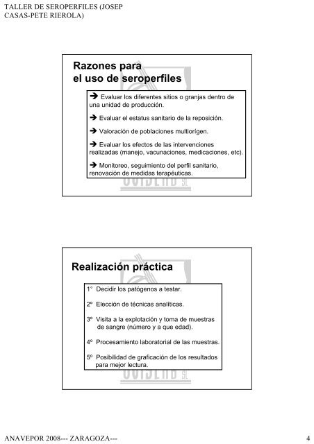 Interpretación de perfiles serológicos.