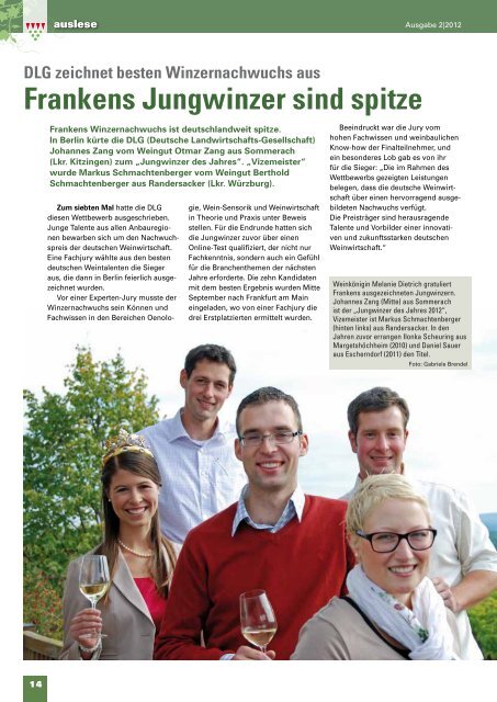 auslese - Ausgabe 2|2012 - Weinbruderschaft Franken