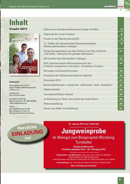 auslese - Ausgabe 2|2012 - Weinbruderschaft Franken