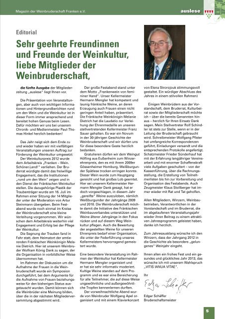 auslese - Ausgabe 2|2012 - Weinbruderschaft Franken