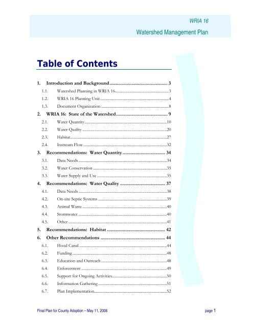 Watershed Management Plan - Mason County