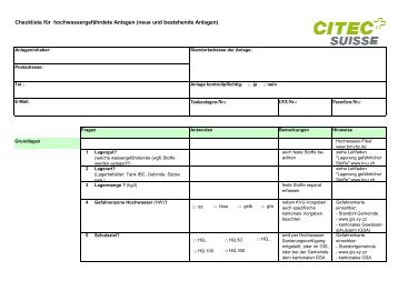 Checkliste für hochwassergefärdete Anlagen - CITEC Suisse