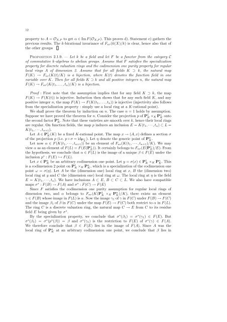 Birational invariants, purity and the Gersten conjecture Lectures at ...